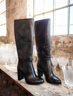 Stivali tacco 8cm pelle nero