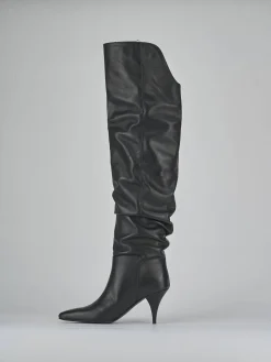 Stivali tacco 6cm pelle nero