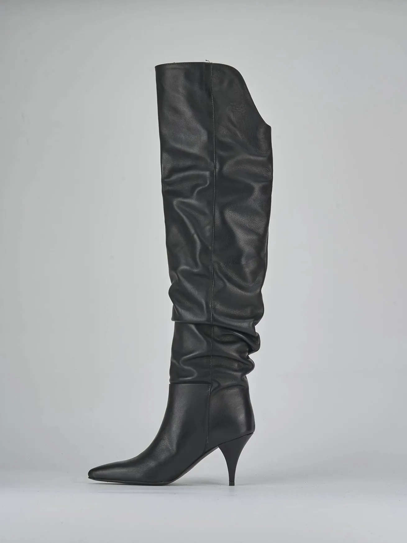 Stivali tacco 6cm pelle nero