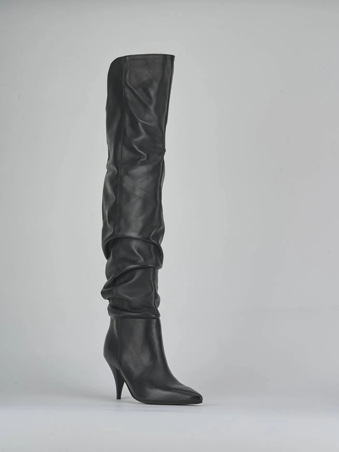 Stivali tacco 6cm pelle nero