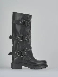 Stivali tacco 2cm pelle nero