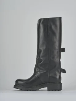 Stivali tacco 2cm pelle nero