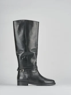 Stivali tacco 2cm pelle nero