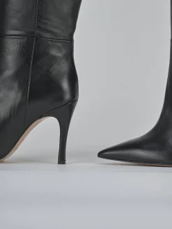 Stivali tacco 9cm pelle nero