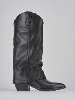 Stivali tacco 4cm pelle nero