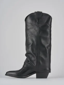 Stivali tacco 4cm pelle nero