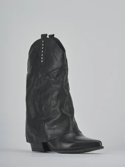 Stivali tacco 7cm pelle nero