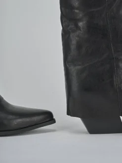 Stivali tacco 7cm pelle nero