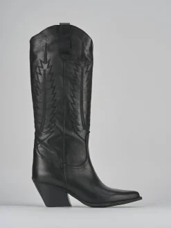 Stivali tacco 7cm pelle nero