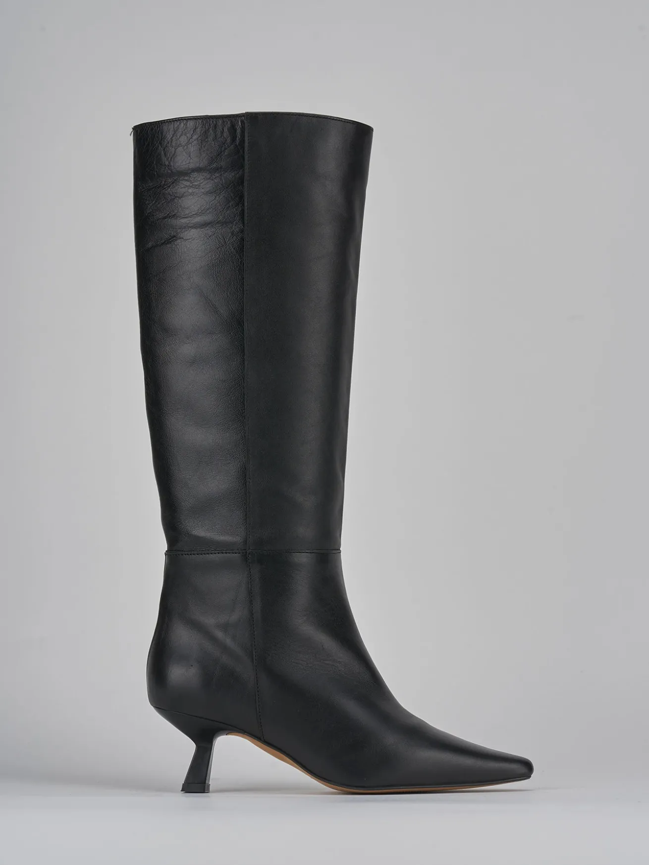 Stivali tacco 5cm pelle nero