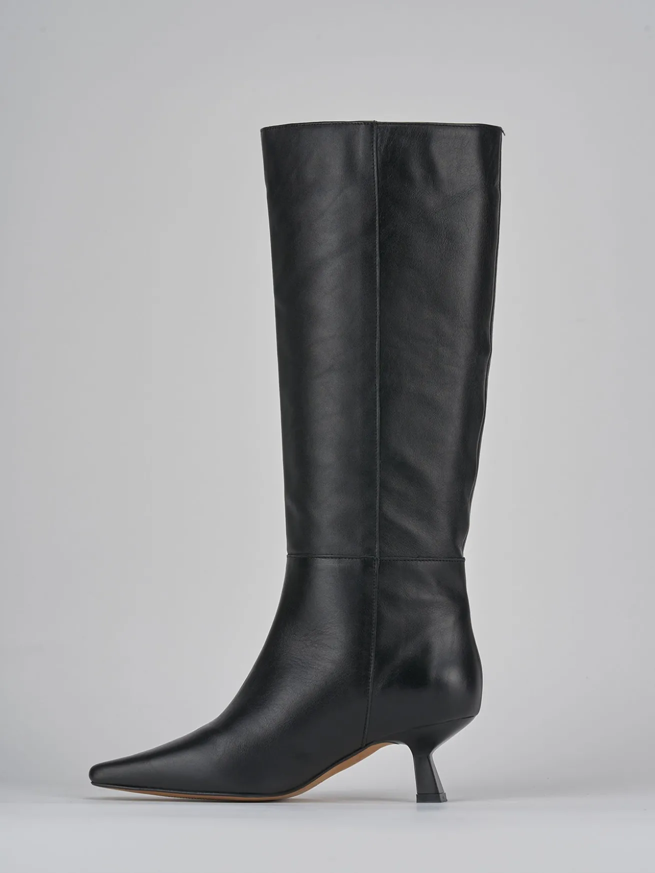 Stivali tacco 5cm pelle nero