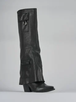 Stivali tacco 7cm pelle nero