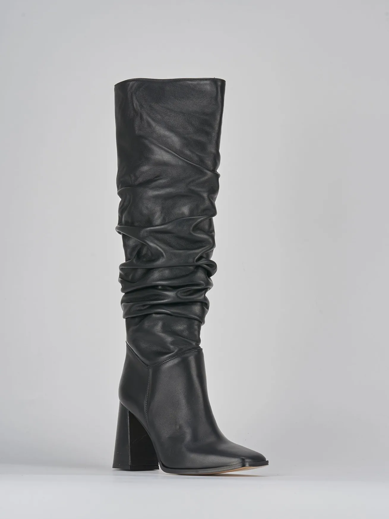 Stivali tacco 9cm pelle nero