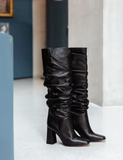 Stivali tacco 9cm pelle nero