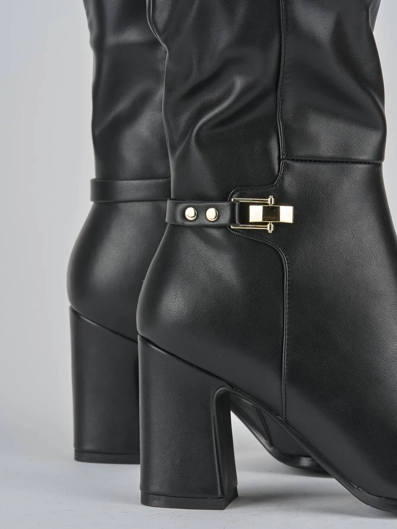 Stivali tacco 7cm pelle nero