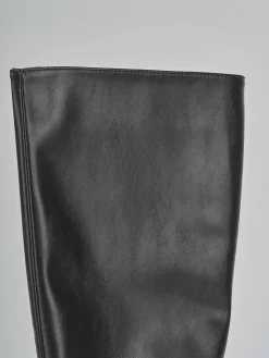 Stivali tacco 5cm pelle sostenibile nero