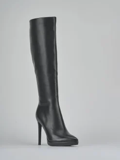 Stivali tacco 10cm pelle sostenibile nero