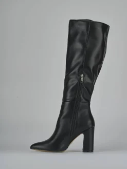 Stivali tacco 9cm pelle sostenibile nero