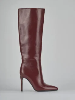 Stivali tacco 10cm pelle sostenibile rosso