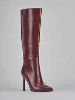 Stivali tacco 10cm pelle sostenibile rosso