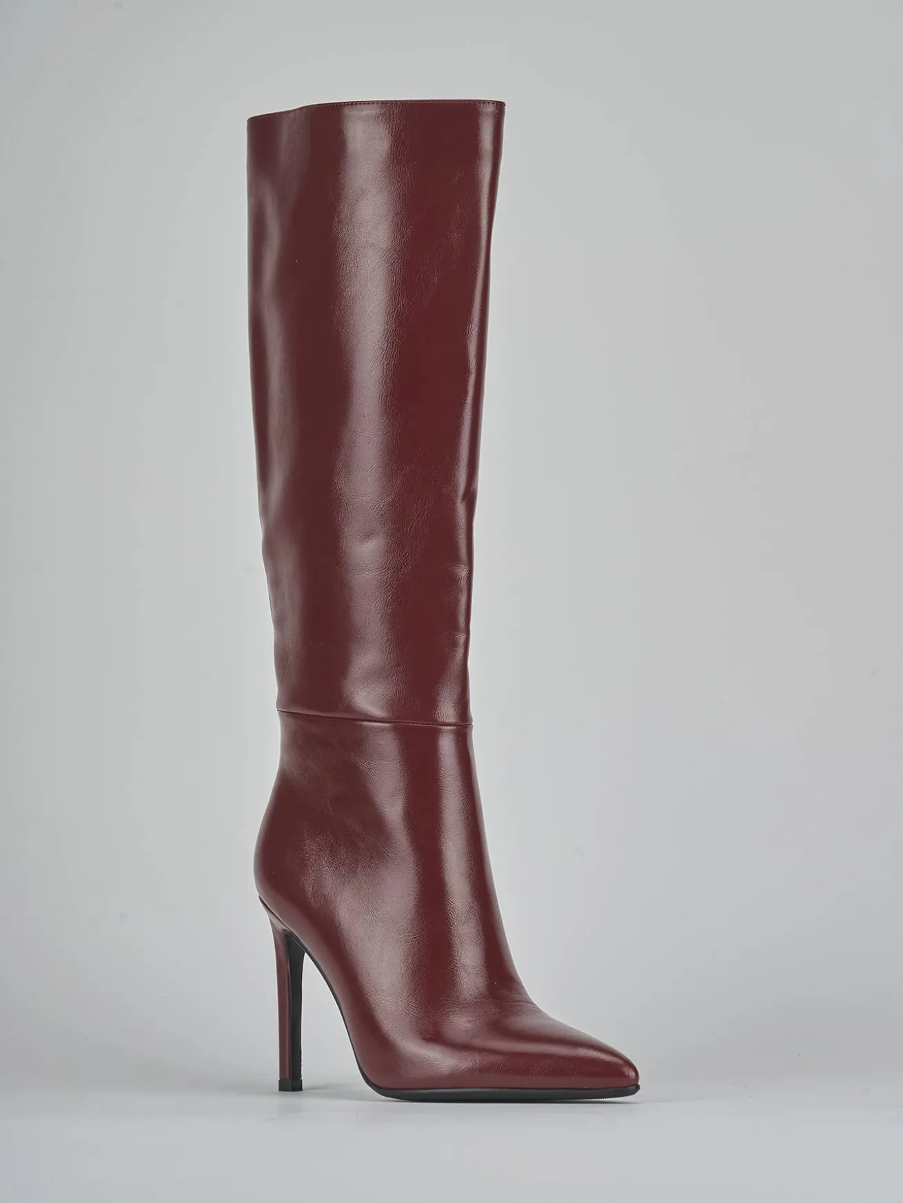 Stivali tacco 10cm pelle sostenibile rosso