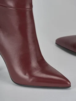 Stivali tacco 10cm pelle sostenibile rosso