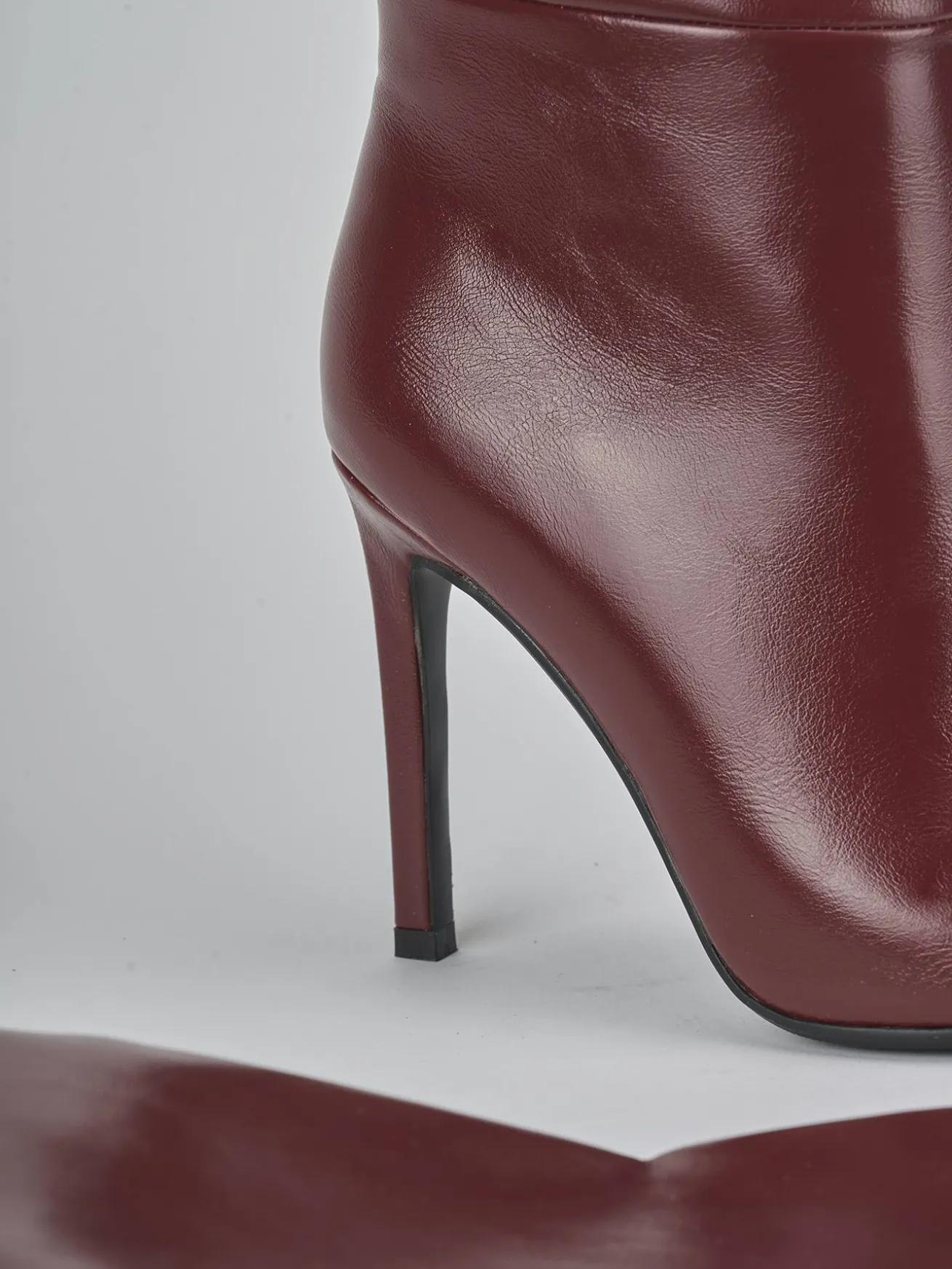 Stivali tacco 10cm pelle sostenibile rosso