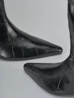 Stivali tacco 4cm pelle sostenibile nero