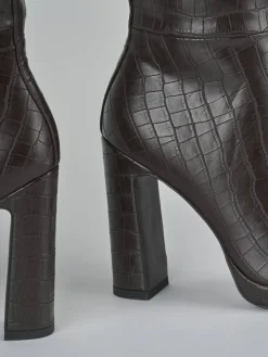 Stivali tacco 11cm pelle sostenibile testa