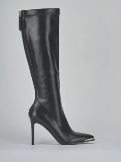 Stivali tacco 10cm pelle sostenibile nero