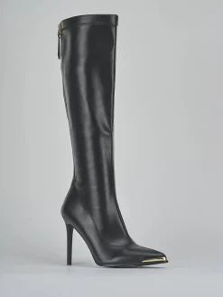 Stivali tacco 10cm pelle sostenibile nero