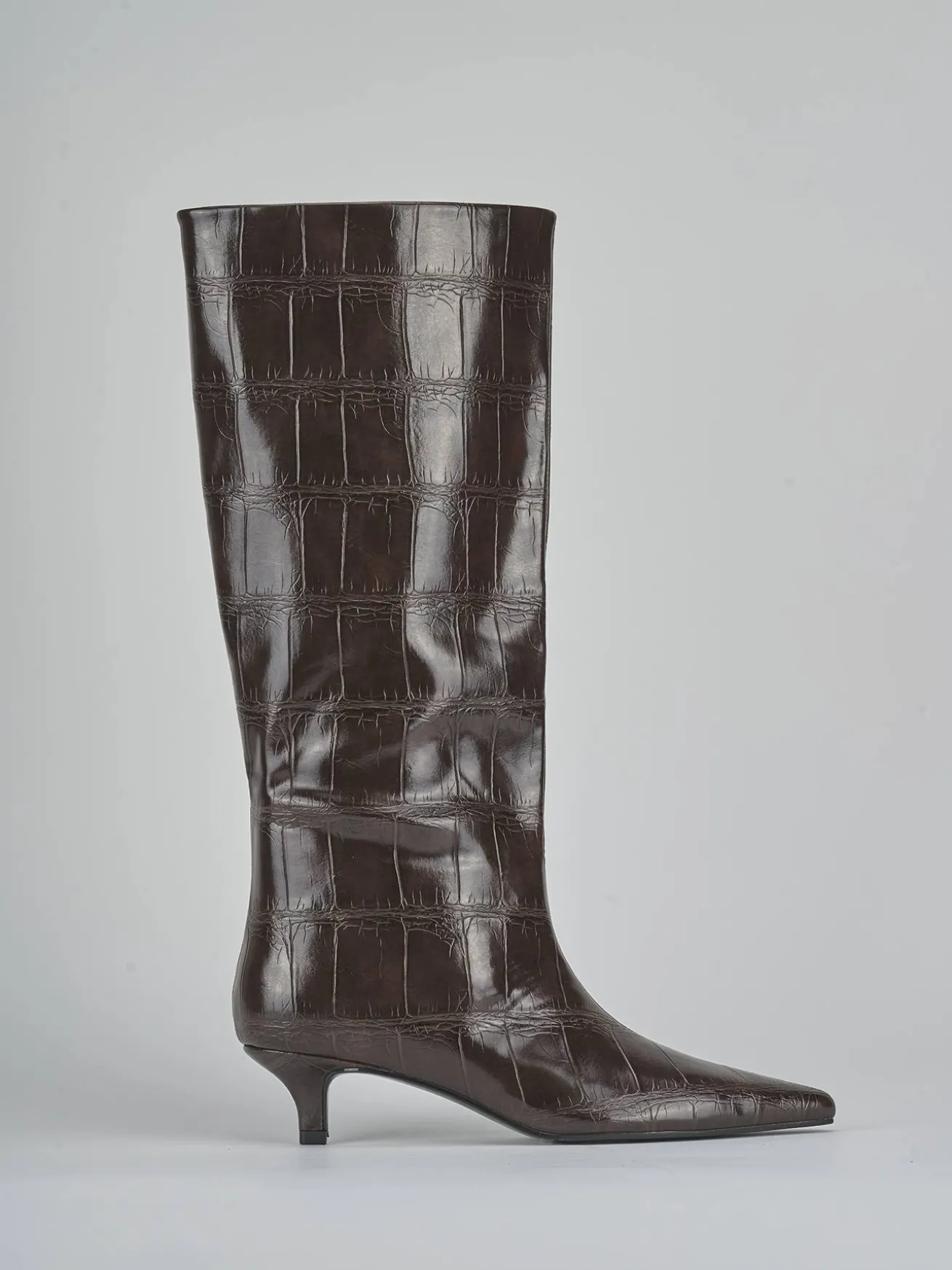 Stivali tacco 4cm pelle sostenibile testa