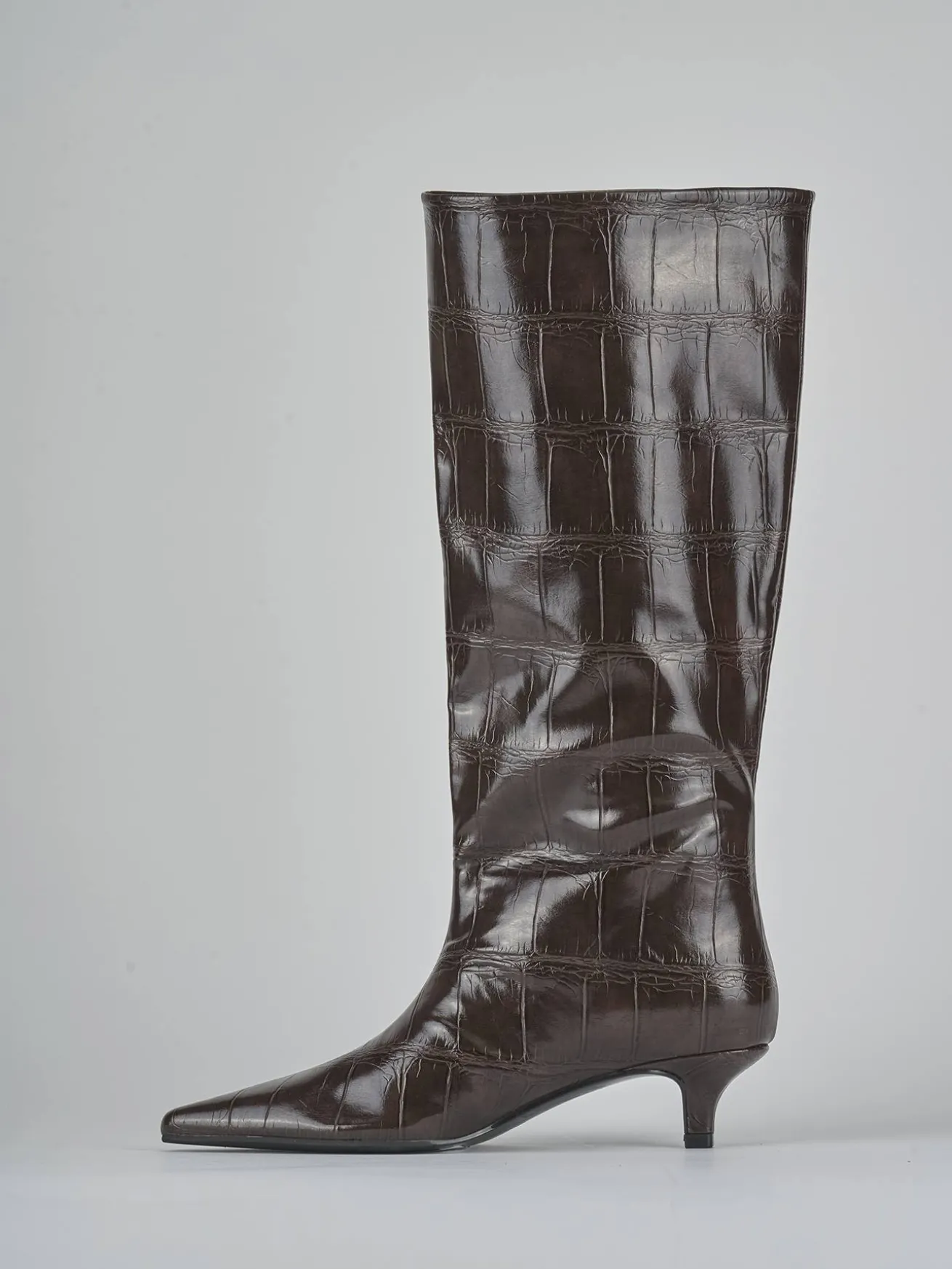 Stivali tacco 4cm pelle sostenibile testa