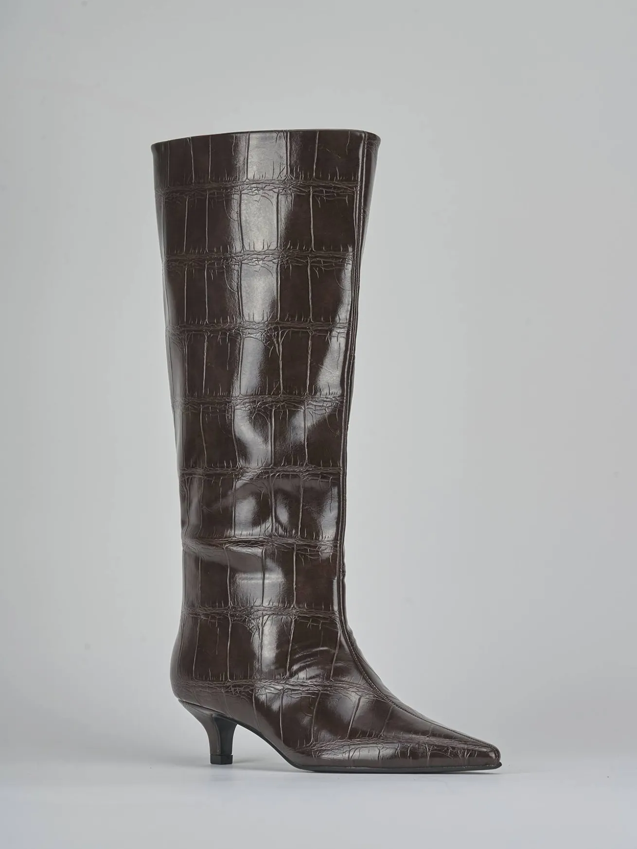 Stivali tacco 4cm pelle sostenibile testa