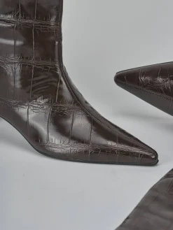 Stivali tacco 4cm pelle sostenibile testa