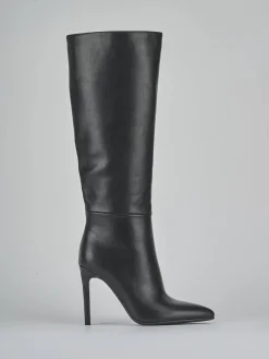 Stivali tacco 10cm pelle sostenibile nero