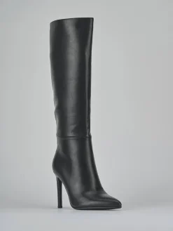 Stivali tacco 10cm pelle sostenibile nero