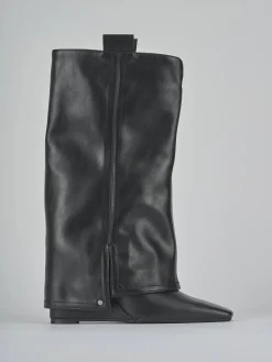 Stivali tacco 10cm pelle sostenibile nero