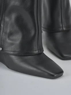 Stivali tacco 10cm pelle sostenibile nero