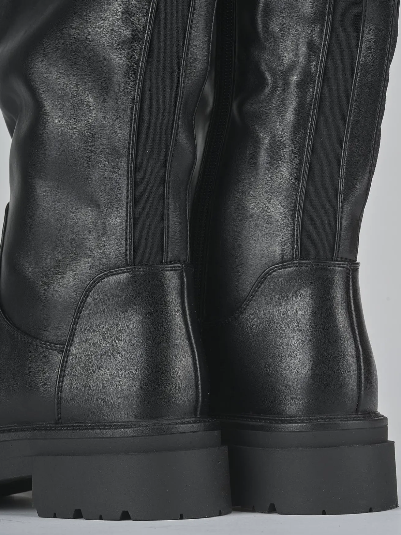 Stivali tacco 1cm pelle sostenibile nero