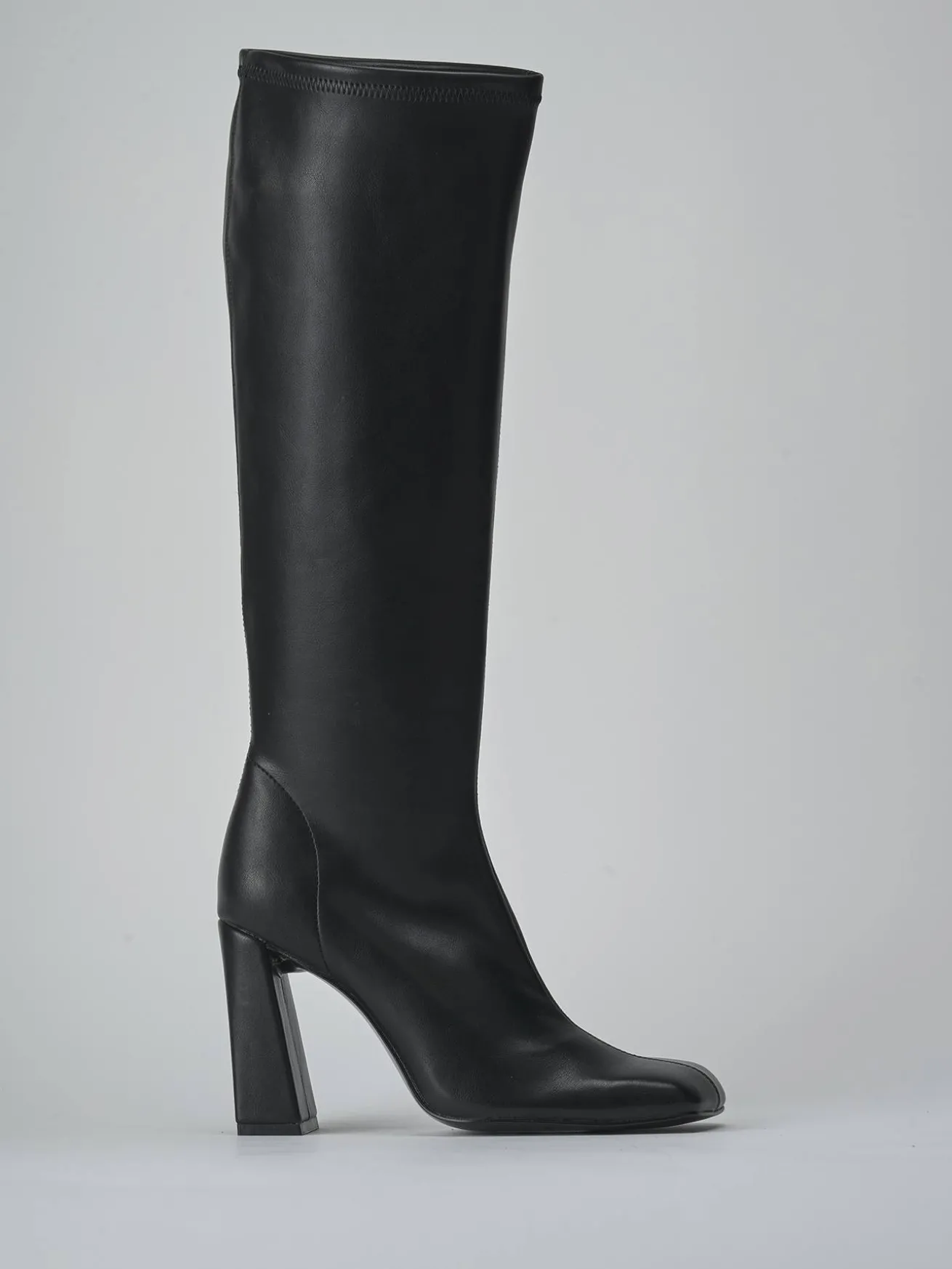 Stivali tacco 9cm pelle sostenibile nero