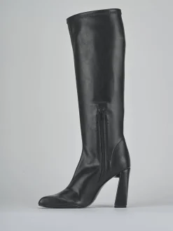 Stivali tacco 9cm pelle sostenibile nero