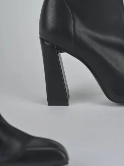 Stivali tacco 9cm pelle sostenibile nero