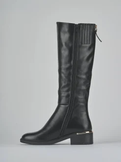 Stivali tacco 4cm pelle sostenibile nero