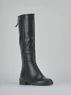 Stivali tacco 4cm pelle sostenibile nero