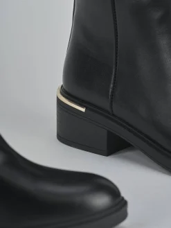 Stivali tacco 4cm pelle sostenibile nero