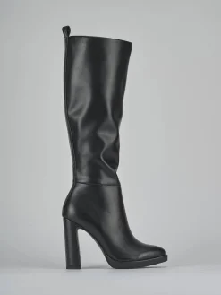 Stivali tacco 11cm pelle sostenibile nero