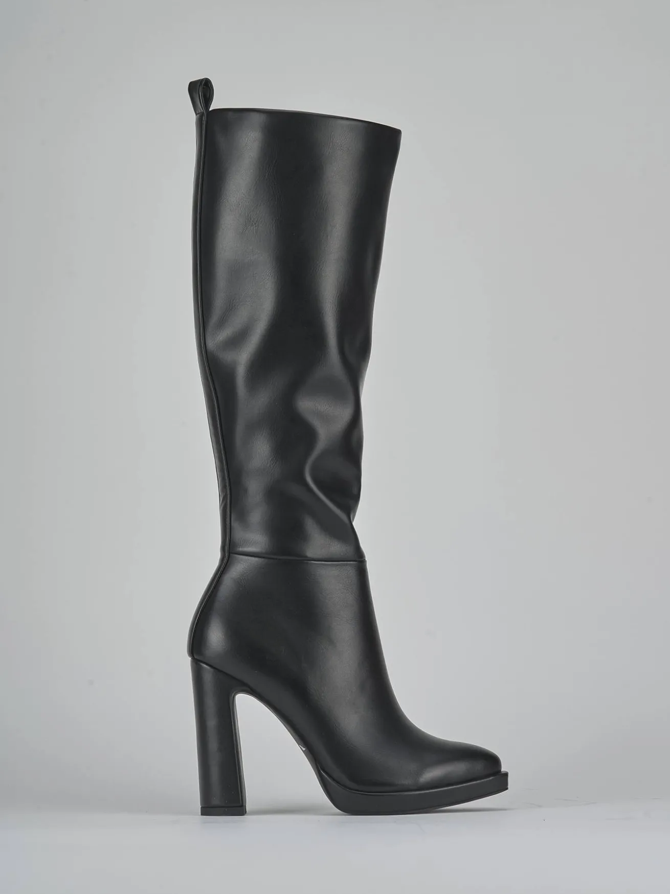 Stivali tacco 11cm pelle sostenibile nero