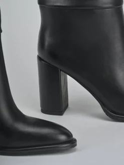 Stivali tacco 8cm pelle sostenibile nero