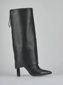 Stivali tacco 10cm pelle sostenibile nero